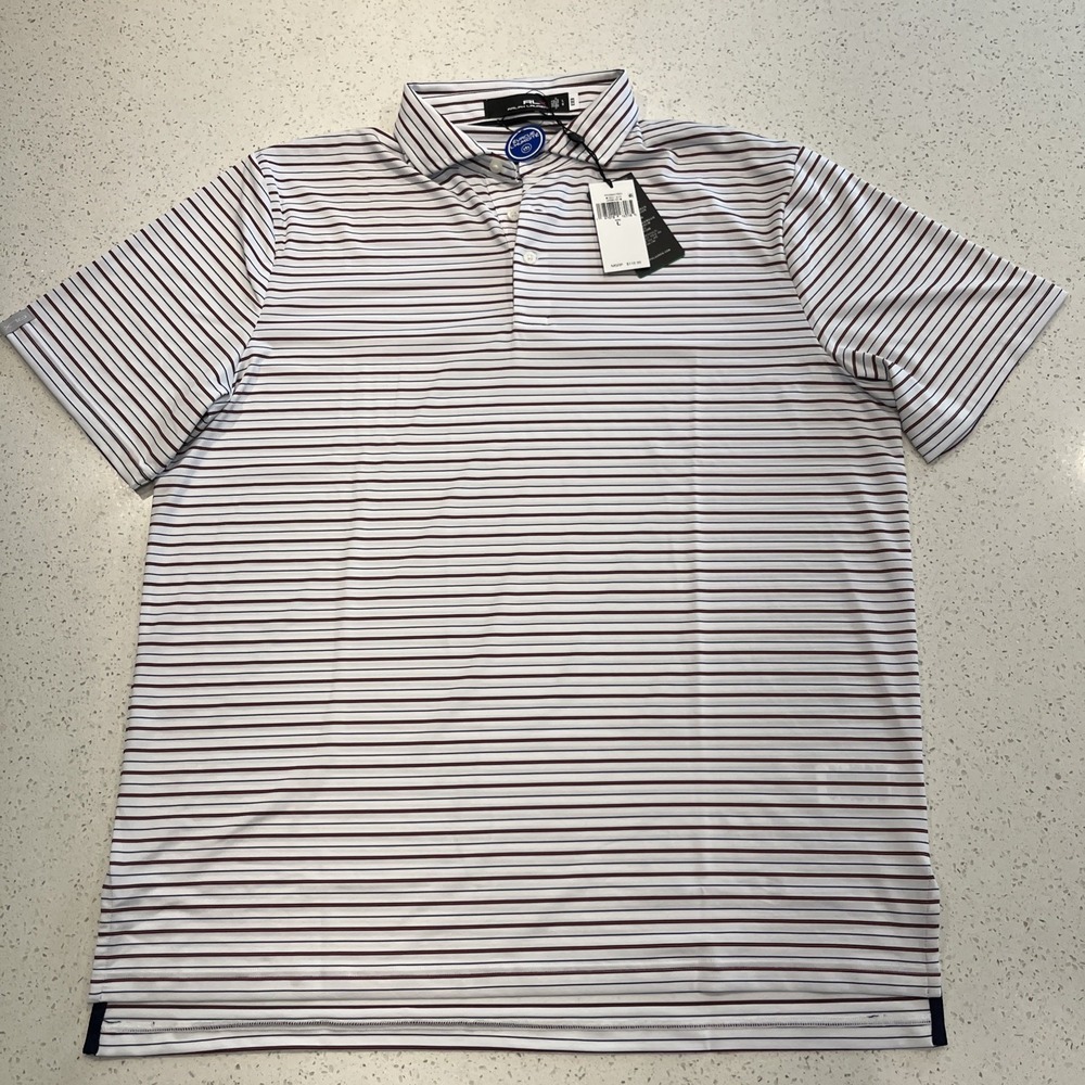 NEW NWT Ralph Lauren Mens Large RLX Golf Striped Shirt RLX True Stay Collar $110